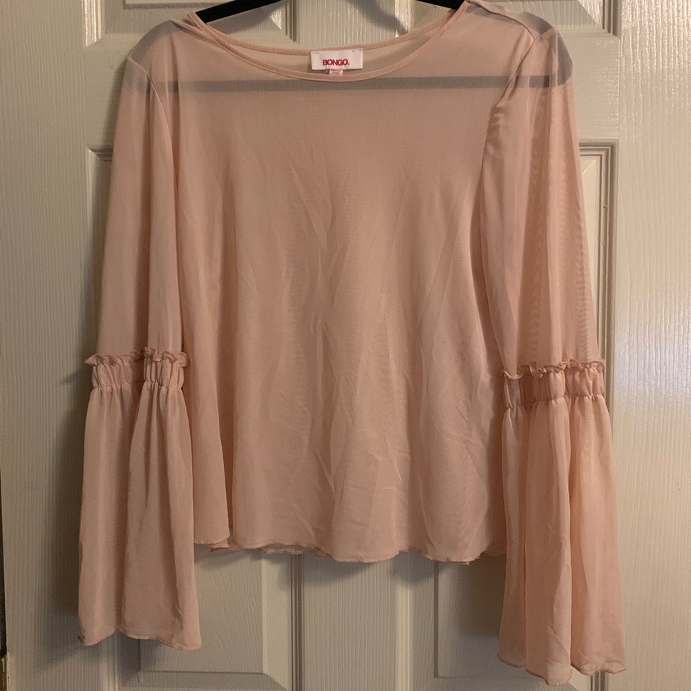 Peach See-through long sleeve shirt